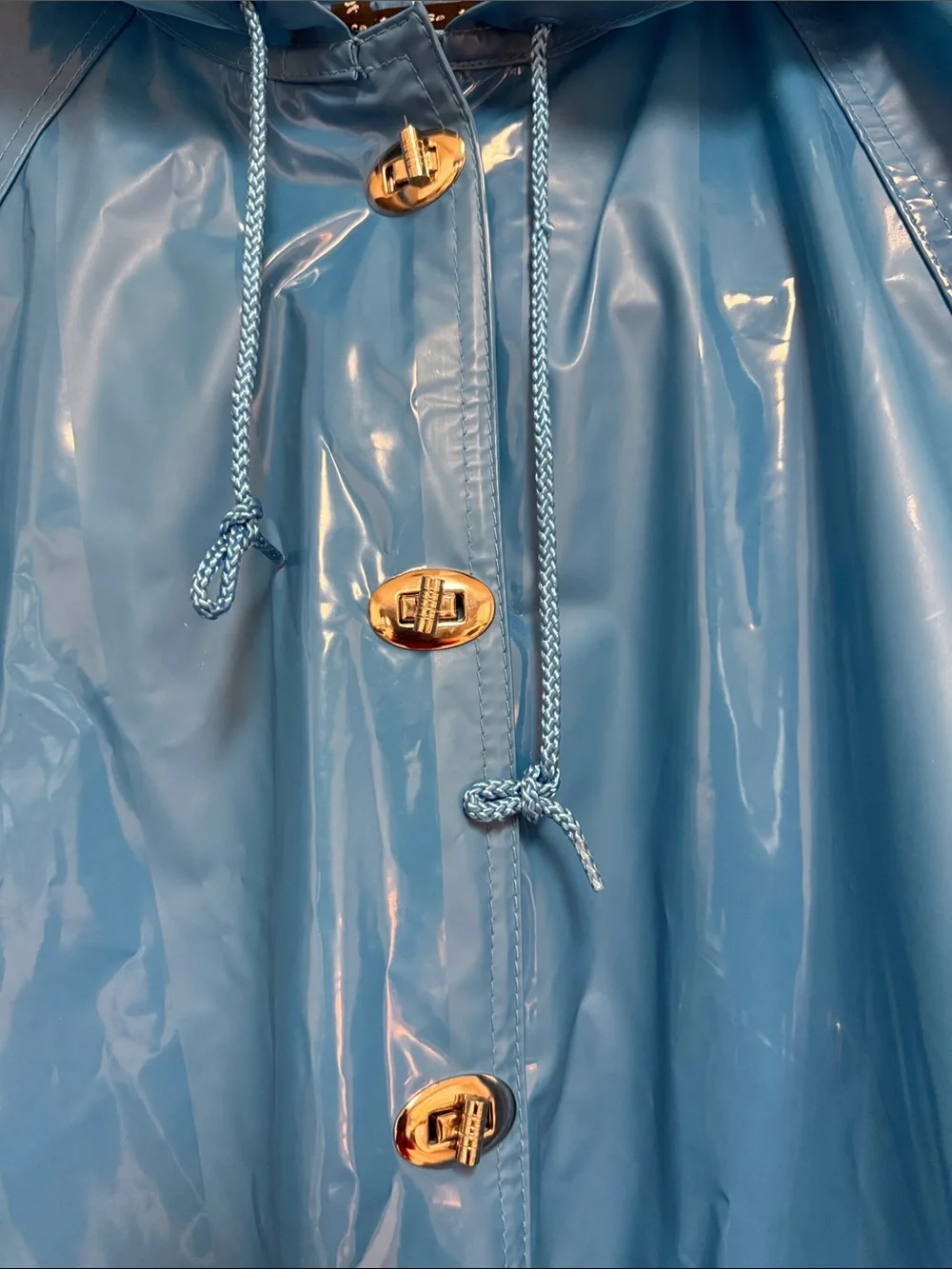 Totes Bright Blue Glossy Raincoat with Hood - Picture 8 of 16